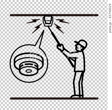 火災感知機　火災報知器　定期点検　1色　イラスト 83748029