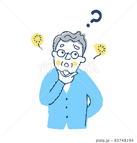 思い出せない表情のシニア男性 思い出せない表情のシニア男性 83748194