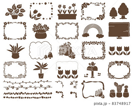 植物の素材とフレーム 単色ステンシル 植物の素材とフレーム 単色ステンシル 83748917