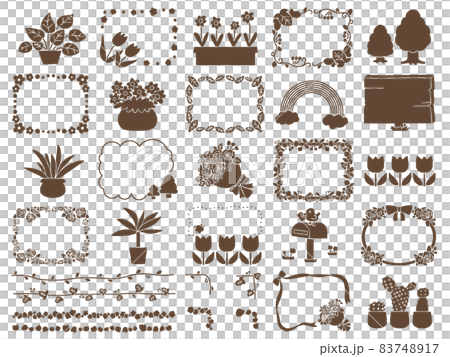 植物の素材とフレーム 単色ステンシル 植物の素材とフレーム 単色ステンシル 83748917