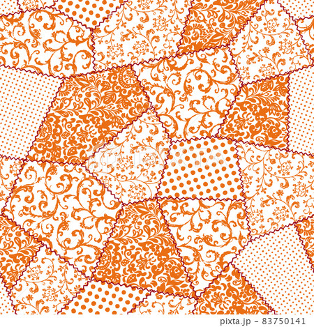サラサ模様のシームレッスなパッチワーク柄, 83750141