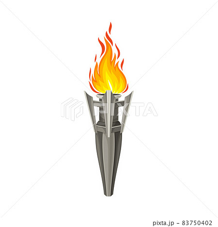 Torch with Brightly Burning Fire on Top as Ignited Light Source Vector Illustration Torch with Brightly Burning Fire on Top as Ignited Light Source Vector Illustration 83750402