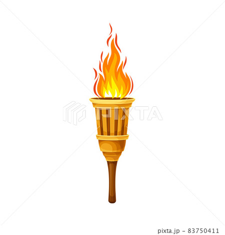 Torch with Brightly Burning Fire on Top as...のイラスト素材 [83750411] - PIXTA