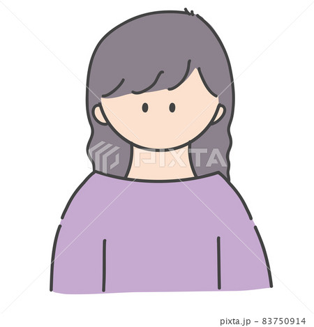 ロングヘアの女の子のバストアップアイコンイラスト ロングヘアの女の子のバストアップアイコンイラスト 83750914