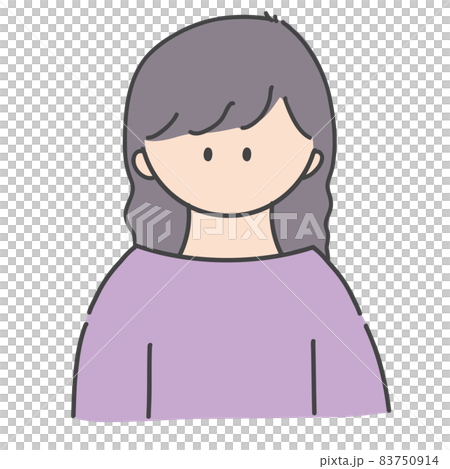 ロングヘアの女の子のバストアップアイコンイラスト ロングヘアの女の子のバストアップアイコンイラスト 83750914