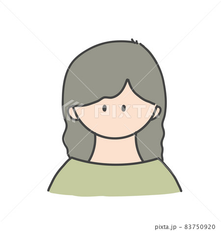 ロングヘアの女の子のバストアップアイコンイラストのイラスト素材 7509