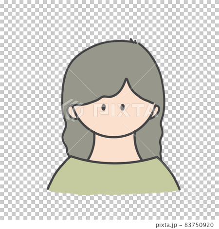 ロングヘアの女の子のバストアップアイコンイラスト 83750920