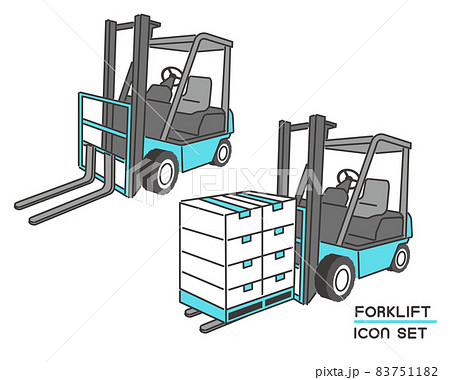 シンプルな線画のフォークリフトのベクターイラスト素材 工場 倉庫 運搬 運送 シンプル 素材のイラスト素材 7511