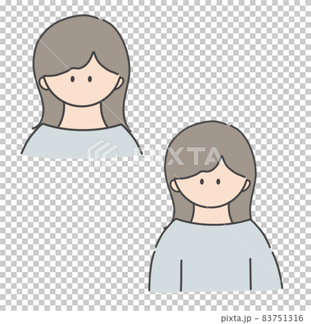 Long hair girl bust up icon illustration Long hair girl bust up icon illustration 83751316