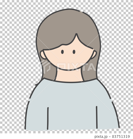 Long hair girl bust up icon illustration Long hair girl bust up icon illustration 83751319