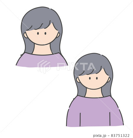 ロングヘアの女の子のバストアップアイコンイラスト ロングヘアの女の子のバストアップアイコンイラスト 83751322