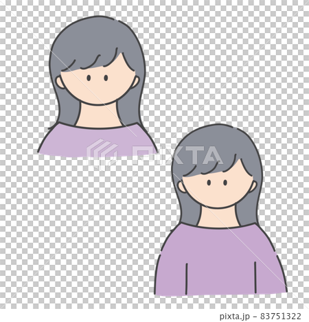 Long hair girl bust up icon illustration Long hair girl bust up icon illustration 83751322