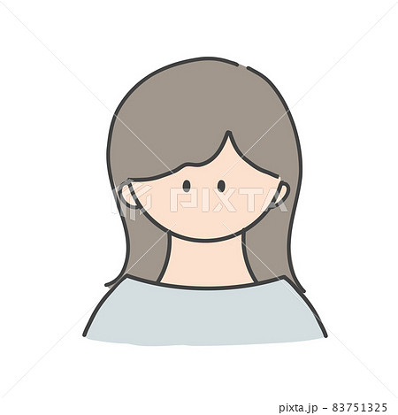 ロングヘアの女の子のバストアップアイコンイラストのイラスト素材