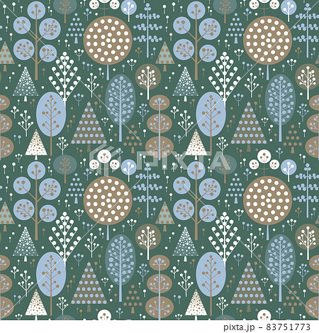 Winter Forest Woodland Plant Seamless Pattern 83751773