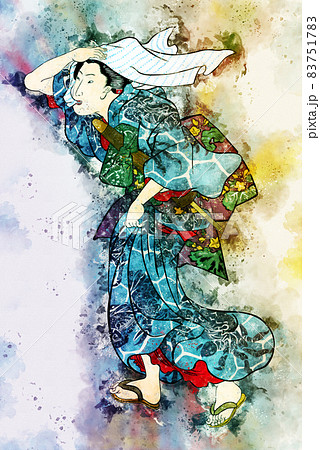 浮世絵　女性　その82 水彩風 83751783
