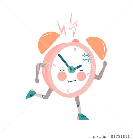 Funny Clock Character with Red Cheeks Running Forward Vector Illustration 83751811