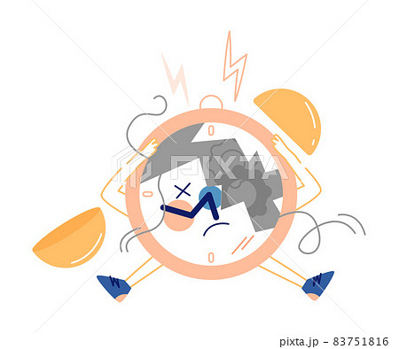 Broken Clock Character Sitting with Sad Face Vector Illustration Broken Clock Character Sitting with Sad Face Vector Illustration 83751816