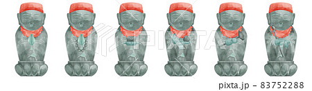 六地蔵の手描き水彩風イラスト 六地蔵の手描き水彩風イラスト 83752288