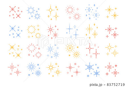 シンプルな線画のキラキラセット（カラフル） 83752719