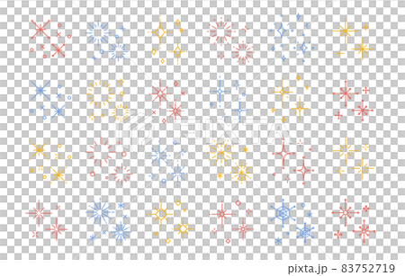 シンプルな線画のキラキラセット（カラフル） 83752719