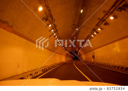 Driving car in high way tunnel 83752834