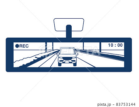 ドライブレコーダーのイラスト バックミラー型録画画面液晶ディスプレイのイラストのイラスト素材