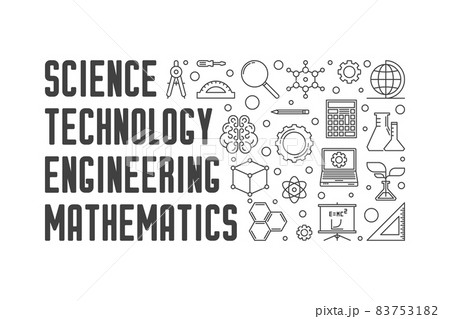 Science and Math vector banner. STEM outline illustration Science and Math vector banner. STEM outline illustration 83753182