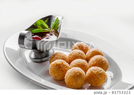 Deep fried cheese balls for buffet dinner. Catering food for gala dinner or event. Deep fried cheese balls for buffet dinner. Catering food for gala dinner or event. 83753323