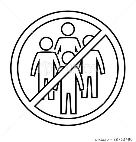 Social distancing icon in outline style. No gathering. Keep your distance. Avoid crowds. Social distancing prevention virus icon. Vector 83753496
