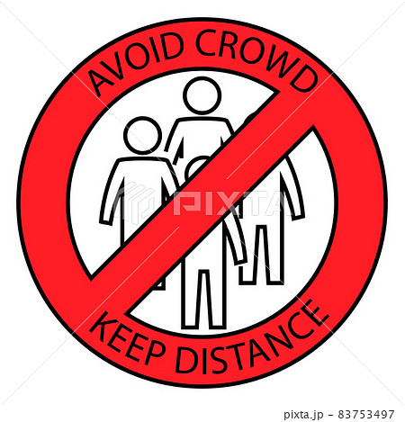 Social distancing icon. No gathering. Keep your distance. Avoid crowds. No crowd. Social distancing prevention virus icon. Vector 83753497