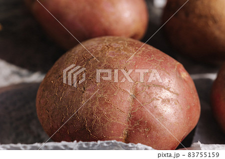 Close up of fresh washed potatoes on sunshine. Macro, Eco vegetables 83755159