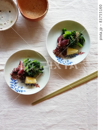 菜花の辛子和えとホタルイカ 83755160