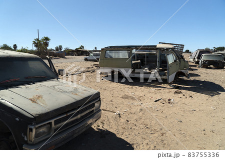 old abandoned car in junkyard in Baja California Sur Mexico 83755336