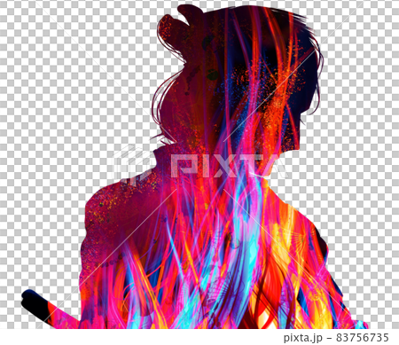 メラメラ燃える心の炎と江戸時代サムライ役の歌舞伎役者  メラメラ燃える心の炎と江戸時代サムライ役の歌舞伎役者  83756735