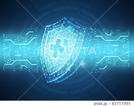 Abstract Cyber Security Shield Circuit のイラスト素材