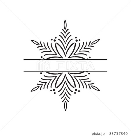 Vector Hand drawn split Christmas vintage scandinavian snowflake. Xmas decorative design element in retro style, isolated winter illustration 83757340