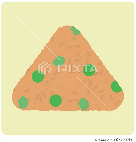ケチャップライスのグリーンピース入りおにぎりのイラスト素材