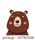 Cute brown bear on a white isolated background, vector illustration 83760346