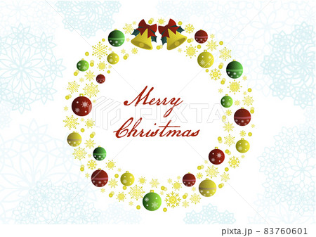 イラスト素材 クリスマスリースとレースでできたメッセージカード風フレームのイラスト素材