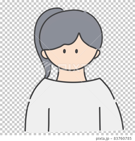 ポニーテールの女の子のバストアップアイコンイラスト ポニーテールの女の子のバストアップアイコンイラスト 83760785