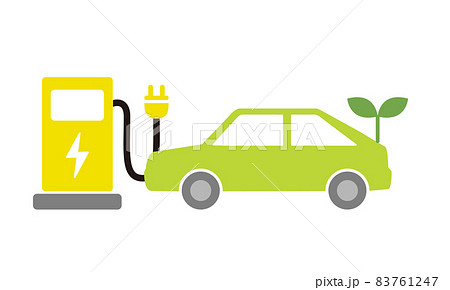 電気自動車　充電スタンド（EV）　エコカーのイメージイラスト	 83761247