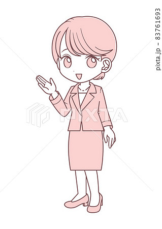 手を差し出すスーツの女性 単色 のイラスト素材