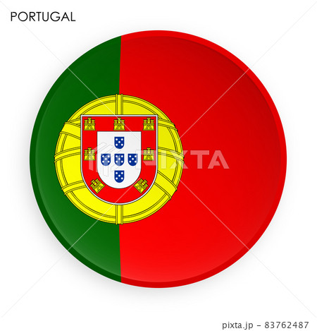 PORTUGAL flag icon in modern neomorphism style. Button for mobile application or web. Vector on white background