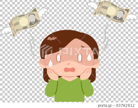 Woman with flying money 83762812