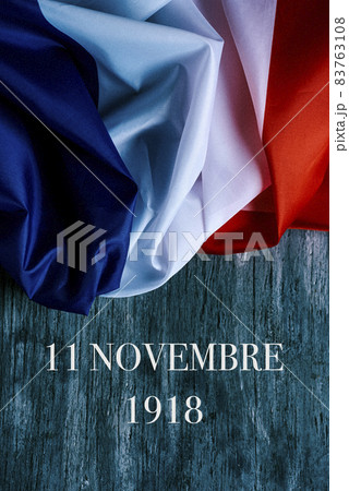 flag of france and text 11 novembre 1918 83763108