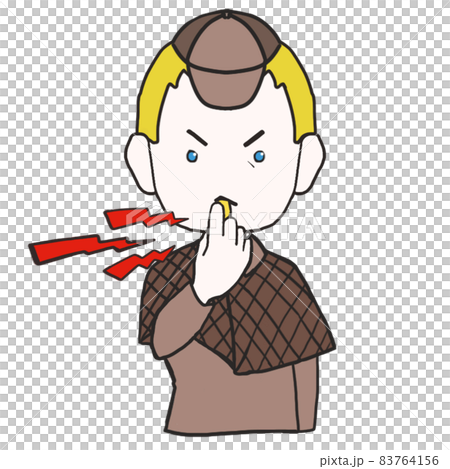 Middle-aged detective (male 3) who blows a whistle to warn Middle-aged detective (male 3) who blows a whistle to warn 83764156