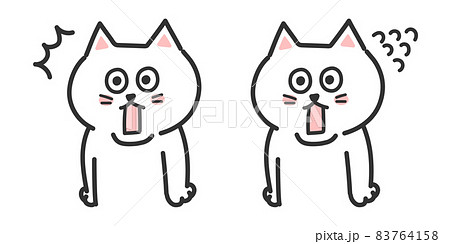 驚く猫のイラスト　白猫 83764158