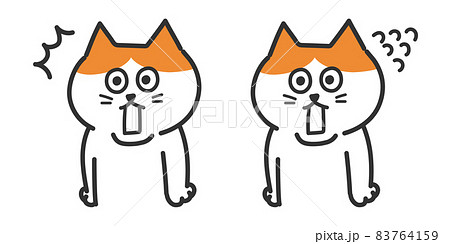 驚く猫のイラスト　茶白猫 83764159