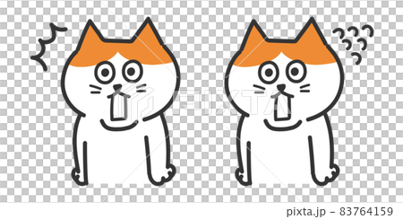 驚く猫のイラスト　茶白猫 83764159