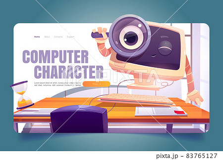 Computer character at office desk landing page 83765127